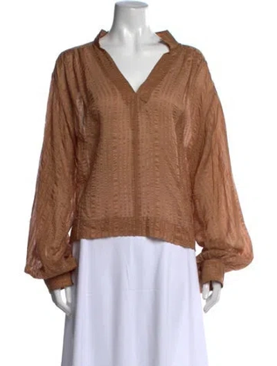 Pre-owned Frame Silk Striped Blouse In Brown