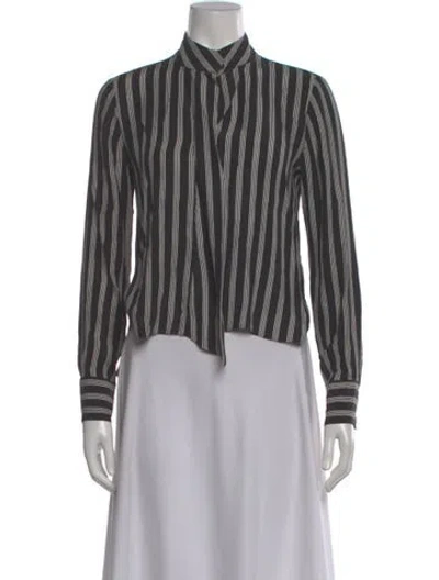 Pre-owned Frame Silk Striped Blouse In Gray