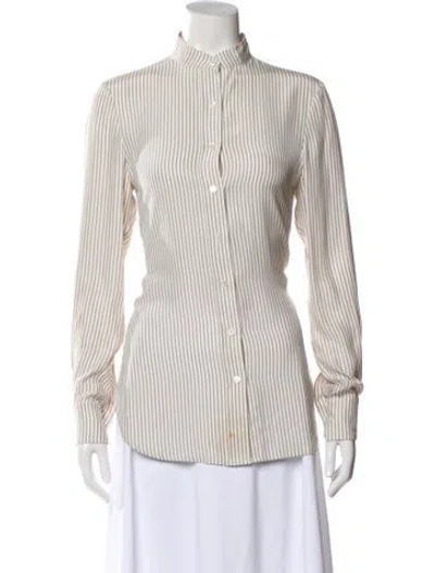 Pre-owned Frame Silk Striped Blouse In Neutral