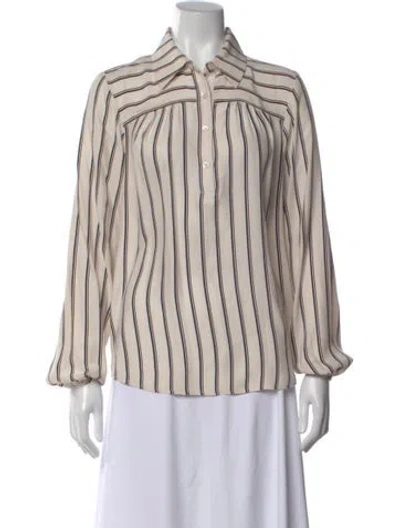 Pre-owned Frame Silk Striped Blouse In Neutral