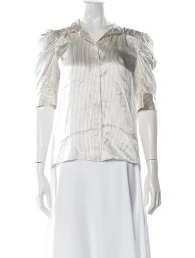 Pre-owned Frame Silk Striped Blouse In Neutral