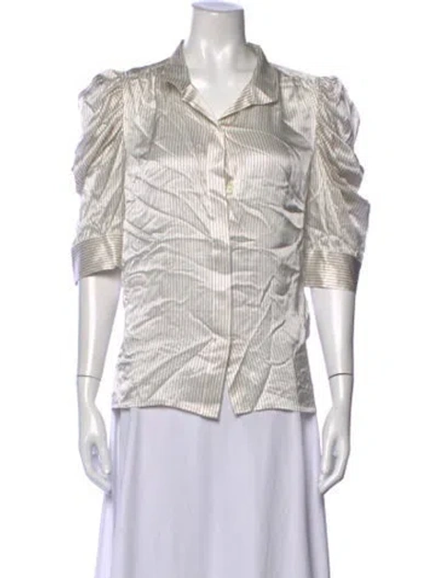 Pre-owned Frame Silk Striped Blouse In Neutrals