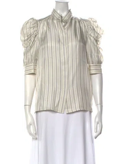 Pre-owned Frame Silk Striped Blouse In Neutrals