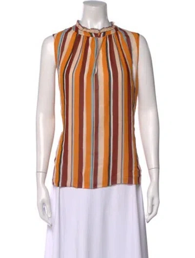 Pre-owned Frame Silk Striped Blouse In Orange