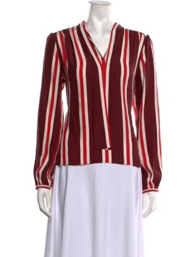 Pre-owned Frame Silk Striped Blouse In Red