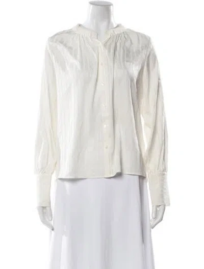 Pre-owned Frame Silk Striped Blouse In White