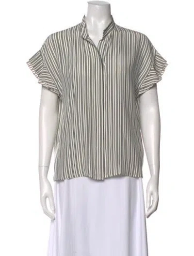 Pre-owned Frame Silk Striped Blouse In White