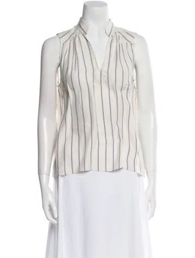 Pre-owned Frame Silk Striped Blouse In White