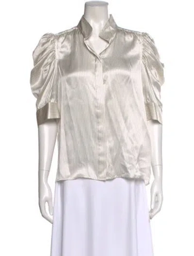 Pre-owned Frame Silk Striped Blouse In White