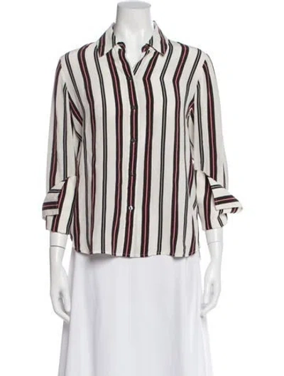 Pre-owned Frame Silk Striped Blouse In White