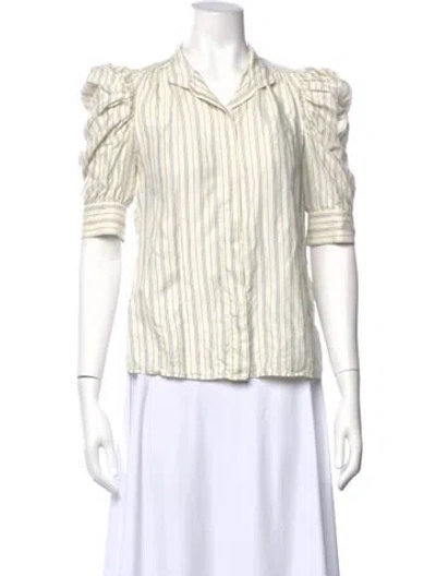 Pre-owned Frame Silk Striped Blouse In White