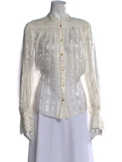 Pre-owned Frame Silk Striped Blouse In White