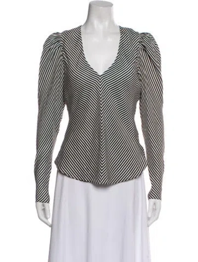 Pre-owned Frame Silk Striped Blouse In White