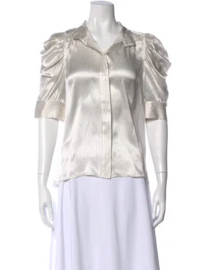 Pre-owned Frame Silk Striped Blouse In White
