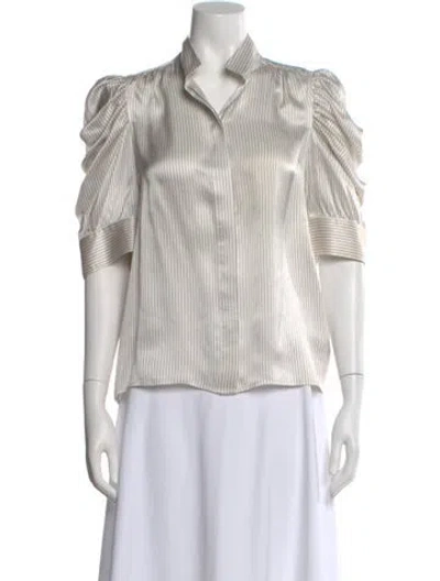 Pre-owned Frame Silk Striped Blouse In White