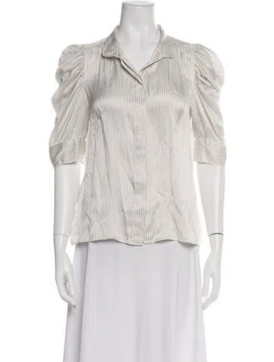 Pre-owned Frame Silk Striped Blouse In White