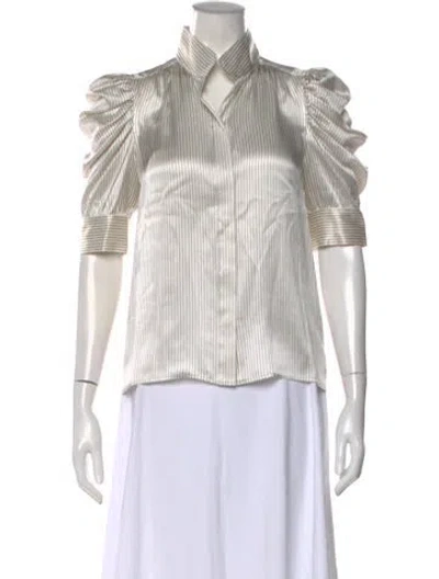 Pre-owned Frame Silk Striped Blouse In White
