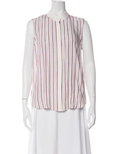 Pre-owned Frame Silk Striped Blouse In White