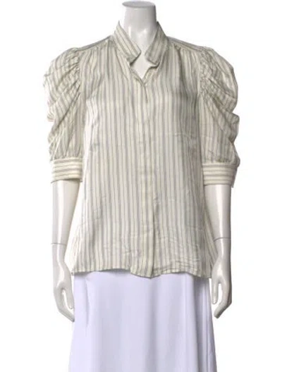 Pre-owned Frame Silk Striped Blouse In White
