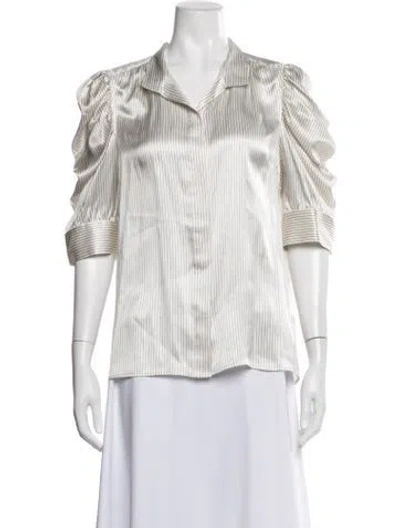 Pre-owned Frame Silk Striped Blouse In White