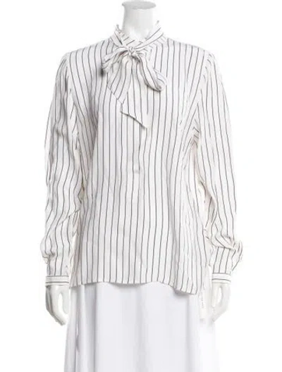 Pre-owned Frame Silk Striped Blouse In White