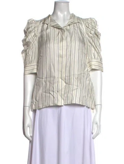 Pre-owned Frame Silk Striped Blouse In White
