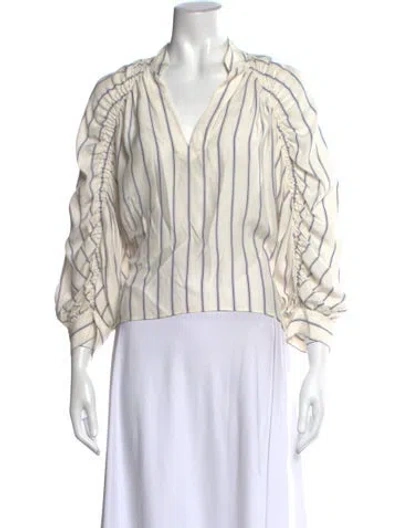 Pre-owned Frame Silk Striped Blouse In White