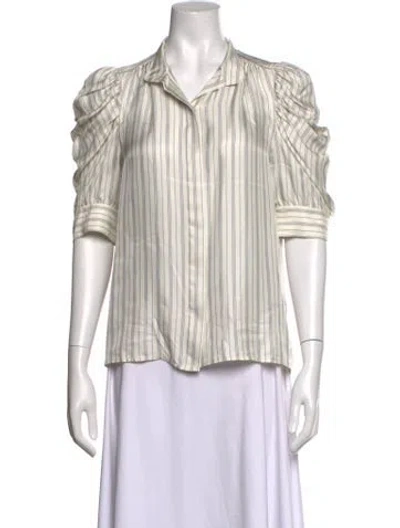 Pre-owned Frame Silk Striped Blouse In White