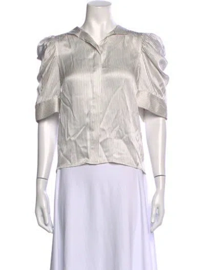 Pre-owned Frame Silk Striped Blouse In White