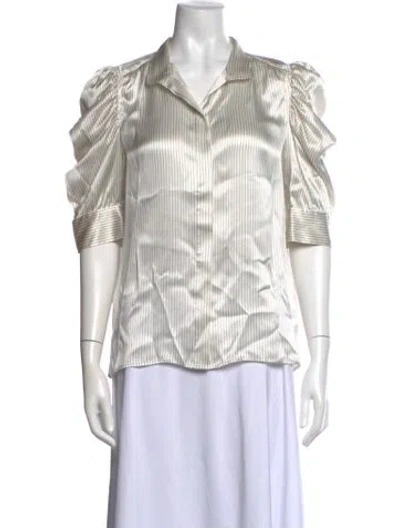 Pre-owned Frame Silk Striped Blouse In White