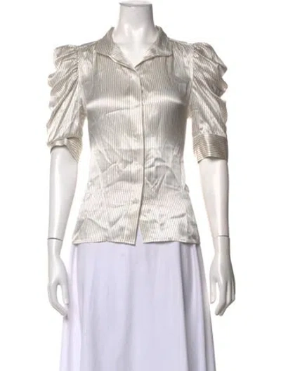 Pre-owned Frame Silk Striped Blouse In White