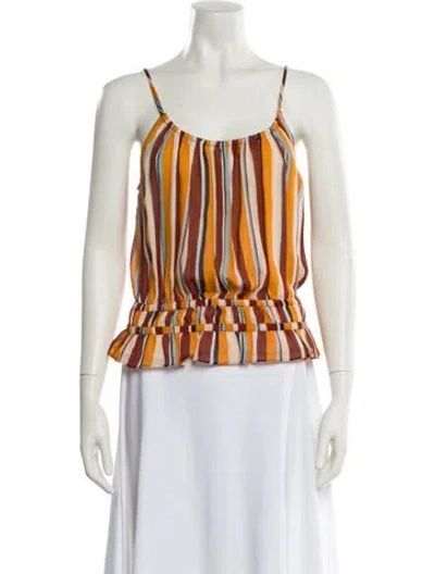 Pre-owned Frame Silk Striped Blouse In Yellow