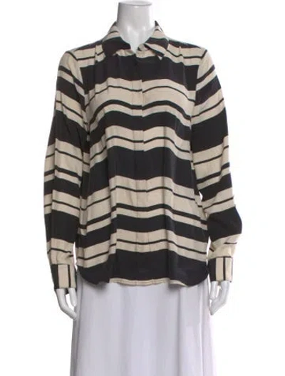 Pre-owned Frame Silk Striped Button-up Top