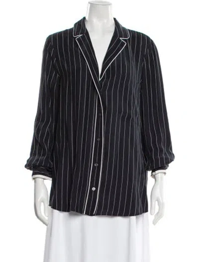 Pre-owned Frame Silk Striped Button-up Top In Blue