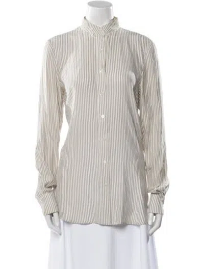 Pre-owned Frame Silk Striped Button-up Top In Neutral