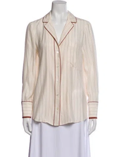 Pre-owned Frame Silk Striped Button-up Top In Neutral