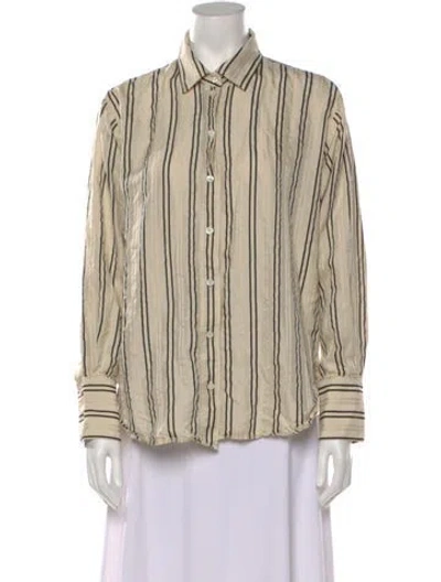 Pre-owned Frame Silk Striped Button-up Top In Neutral