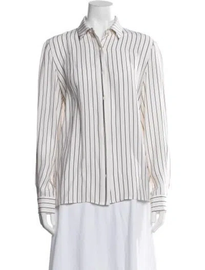 Pre-owned Frame Silk Striped Button-up Top In Neutral