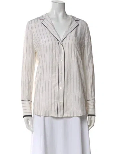 Pre-owned Frame Silk Striped Button-up Top In White