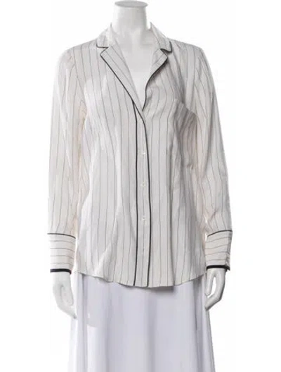 Pre-owned Frame Silk Striped Button-up Top In White