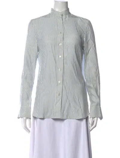 Pre-owned Frame Silk Striped Button-up Top In White