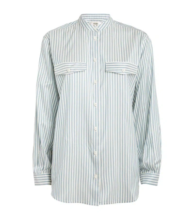 Frame Silk Striped Shirt In Blue