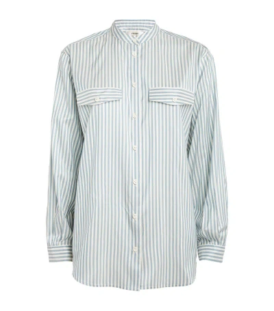 Frame Silk Striped Shirt In Light Blue