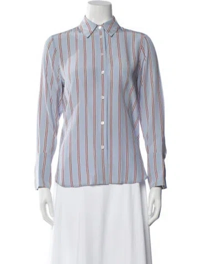 Pre-owned Frame Silk Striped Top In Blue