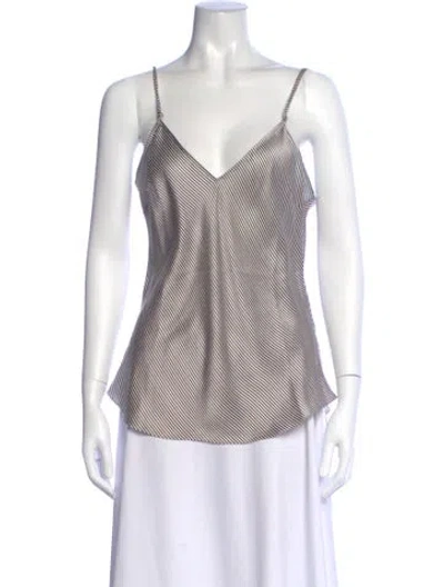 Pre-owned Frame Silk Striped Top In Neutral