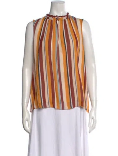 Pre-owned Frame Silk Striped Top In Orange