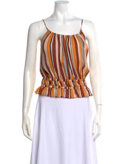 Pre-owned Frame Silk Striped Top In Orange