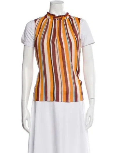 Pre-owned Frame Silk Striped Top In White