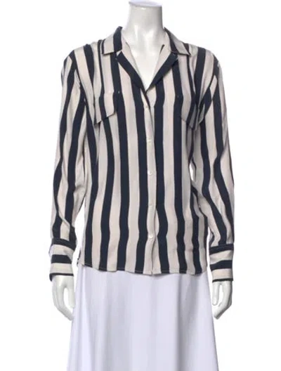 Pre-owned Frame Silk Striped Top In White