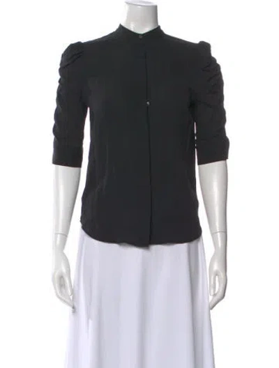 Pre-owned Frame Silk Three-quarter Sleeve Blouse In Black